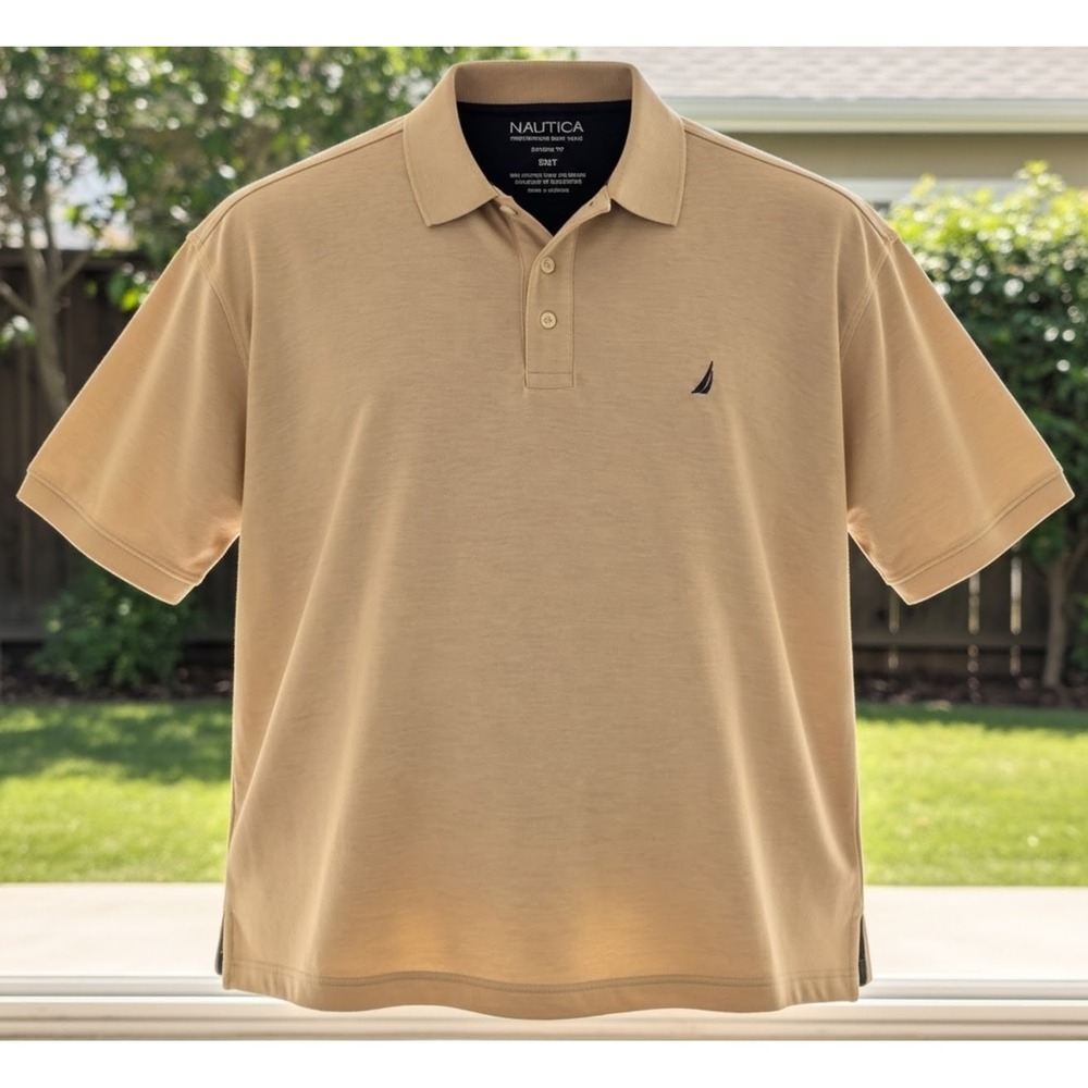 Nautica Performance Deck Polo 5XLT 5XL Tall Tan Classic Fit Big & Tall Shirt